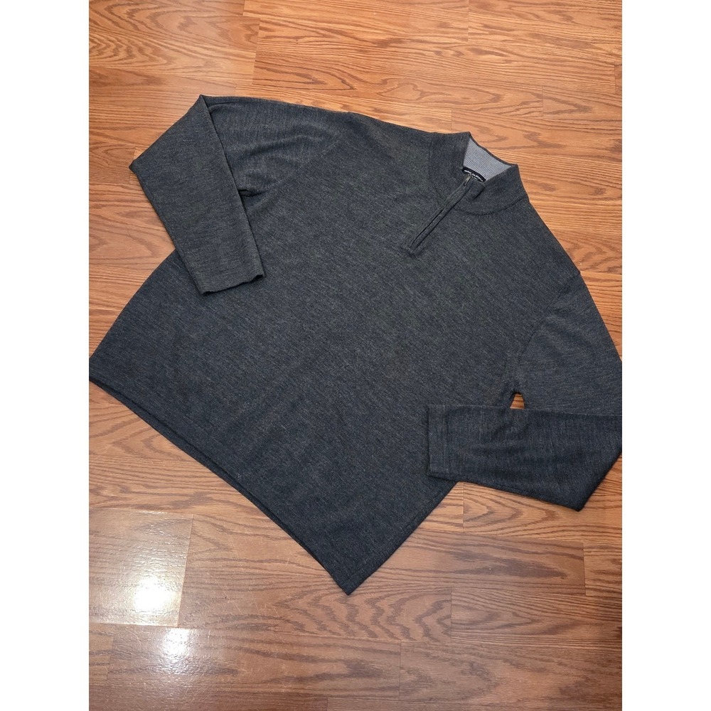 Mario Gilberti‎ Mens XL Gray 100% Extrafine Merino Wool 1/4 Zip Sweater Italy